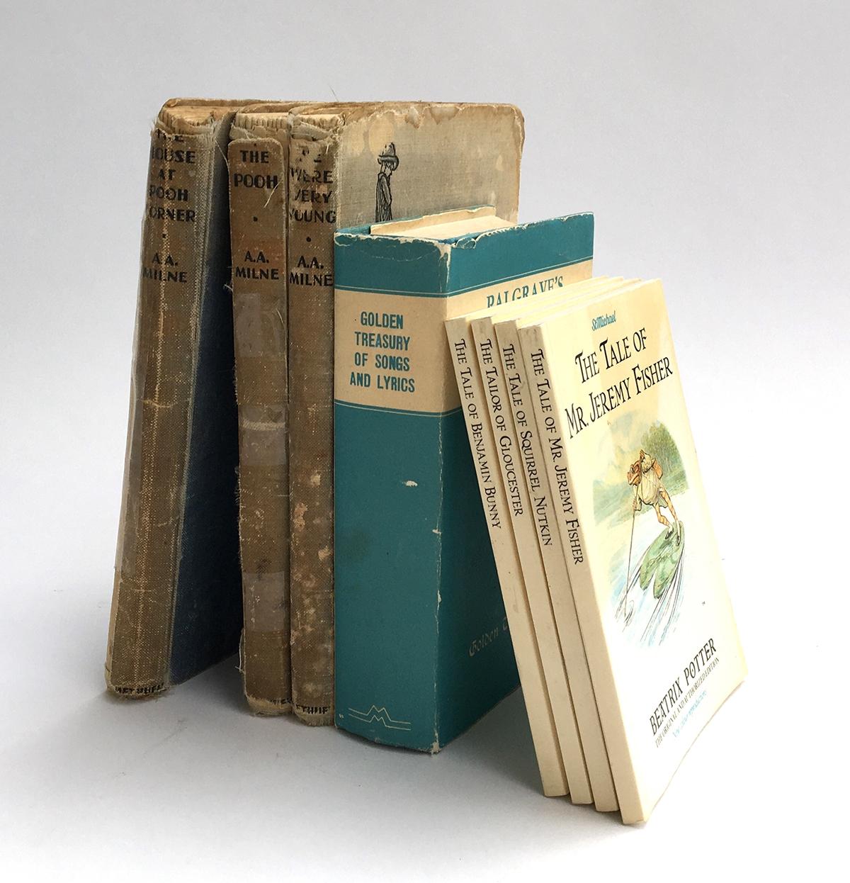 A small selection of children's books to include three A.A Milne 'Winnie the Pooh' books (1937-