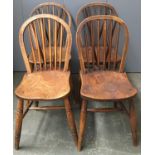 A set of four good 19th century kitchen chairs, various makers: including Joynson Holland & Co.,