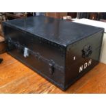 A vintage travel trunk monogrammed NDH, 89cmW