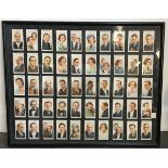 A framed collection of 50 Will's Cigarette cards, 'Radio Celebrities'