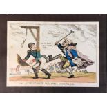 A hand coloured 19th century etching of Napoleon, 'The Affectionate Farewell or Kick for Kick', R.