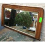 A 19th century marquetry and veneer over mantle mirror, 79x45cm