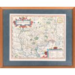 John Norden, Myddlesex, small coloured map of Middlesex, 17x21cm