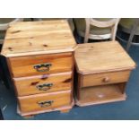 Two pine bedside cabinets, each 46cmW