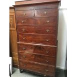 A Victorian mahogany chest on chest, two short over six long drawers, 117x204cmH