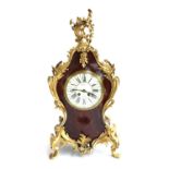 A 19th century French mantel clock, shell veneered case with scrolling acanthus ormolu, eight day