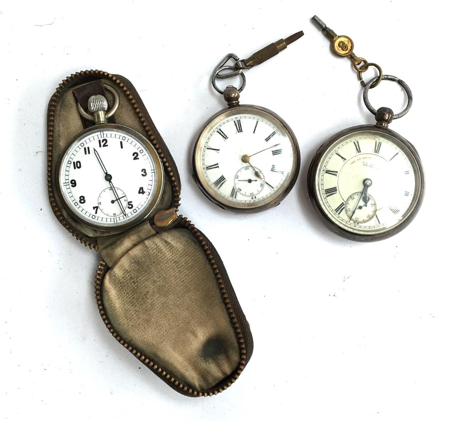 A 935 silver open face pocket watch, subsidiary seconds; a large silver open face fob watch,