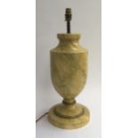 A large marbled effect alabaster table lamp, of baluster form, 53cm H to top of fitting