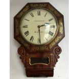 A drop dial wall with clock 30cm dial marked J. Robertshaw Manchester, roman numerals, within