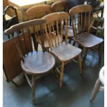 A set of four 19th century stickback chairs, together with one other
