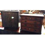 An apprentice piece 19th century mahogany chest of four drawers, flanked by columns (foot