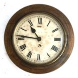 An oak cased school clock, converted to electric, 19cm dial