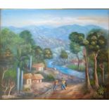 Charles Dufranc, (b.1948), Haitian, river scene, oil on canvas, signed lower left, 50x60