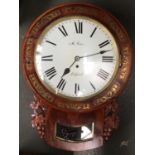 A drop dial wall clock, the dial 29.5cmD, marked John Price, Ashford, roman numerals, in mahogany