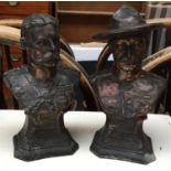 Two small cast metal busts, one of Lord Kitchener, the other of Major General Baden-Powell, 16.6cm
