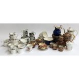 A large mixed lot of teawares to include New Chelsea blue and gilt part tea set; Midwinter;