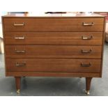 A mid century chest of four drawers, 96x45.5x80cmH