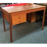 A 20th century desk, kneehole with two drawers, 105cmW