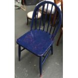 A blue painted hoop back kitchen chair