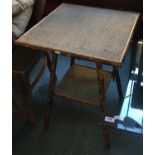 An early 20th century bamboo bedside table with undershelf, 50x50x66cmH
