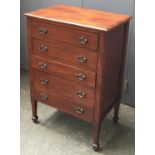 A small Edwardian inlaid mahogany chest with five drawers, 58x37x83cmH