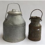 Two vintage galvanised milk pails