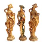Three large resin Oriental figures, each approx. 49cmH