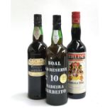 NV Cossart Gordon Rainwater Medium Dry Madeira; Barbeito 10 Year Boal Old Reserve; Perlino Marsala