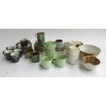 A mixed lot of coffee cans and saucers, to include Cauldon, Noritake, Crown Derby
