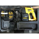 A DeWalt 24v cordless drill, with several battery packs in case