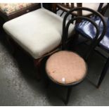 A thonet style child's chair; together with a French 19th century footstool