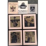 Four framed William Nicholson prints, each approx. 25.5x22.5cm; together with three books on William