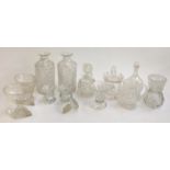 A small lot of good cut glass, to include small decanters, spill vase, jug etc
