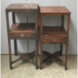 Two Victorian wash stands, each with drawer and undershelf, 80cmH and 77cmH