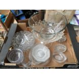 A mixed lot of 19th century and later cut glass, to include a cut glass stemmed fruit bowl