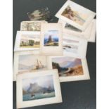 An early 20th century portfolio of 12 watercolour and gouache paintings; together with one oil on