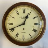 A mahogany cased school clock, by J.W Benson of Ludgate Hill, London, the dial 29cm with Roman