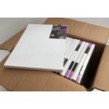 A box containing 23 12x16" cotton canvases, sized with acrylic gesso, all sealed and unused