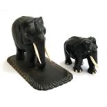 Two carved hardwood elephants