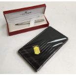 A Parker Sonnet ballpoint pen, sterling silver, in CaranD'ache presentation box; together with a box