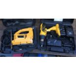 An Einhell cordless drill; and a JCB jigsaw, each boxed