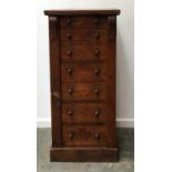 A Victorian wellington chest, of seven graduated drawers, the top with acanthus brackets,