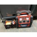 A Streetwize portable power station with emergency jump start; together with an RAC battery charger