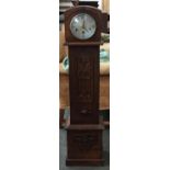 An oak cased 1930s grandmother clock, 115cmH