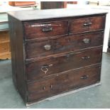 An oak chest of two short over three long drawers (af), 95cmW