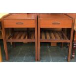 A pair of late 20th century nightstands, single drawer and slatted undershelf, 44x38x61cmH