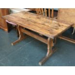A pine refectory style table, 150cmW
