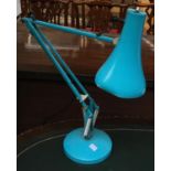 A blue anglepoise lamp