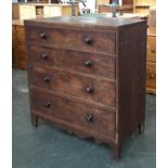 A Victorian mahogany chest of four graduated drawers on bracket feet, with key, 92x50x99cmH