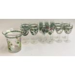 A set of Portmeirion Botanic Garden hand painted flutes (8), wine glasses (8) and ice bucket